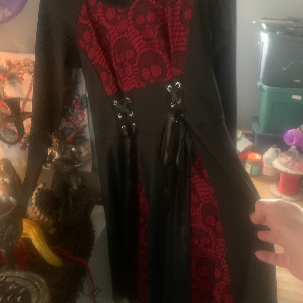 Red and black skull dress